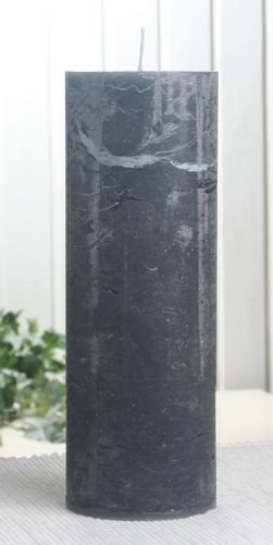 Rustik-Stumpenkerze, 20 x 7 cm Ø, anthrazit-schwarz von CandleCorner Rustik-Kerzen