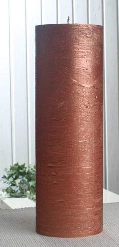 Rustik-Stumpenkerze, 30 x 10 cm Ø, Kupfer-metallic von CandleCorner Rustik-Kerzen
