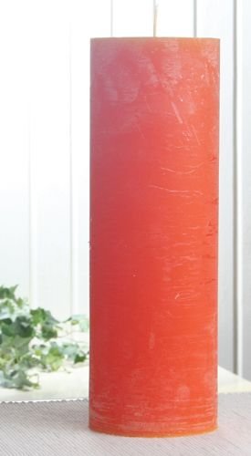 Rustik-Stumpenkerze, 30 x 10 cm Ø, mandarin-orange von CandleCorner Rustik-Kerzen