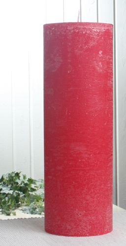 Rustik-Stumpenkerze, 30 x 10 cm Ø, rot von CandleCorner Rustik-Kerzen