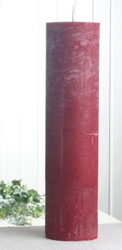 Rustik-Stumpenkerze, 40 x 10 cm Ø, rubinrot-bordeaux von CandleCorner Rustik-Kerzen