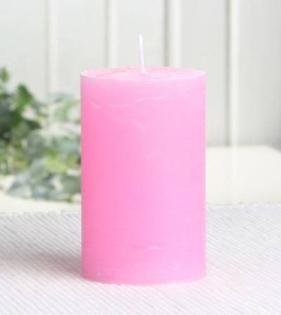 Rustik-Stumpenkerze, 8 x 5 cm Ø, rosa von CandleCorner Rustik-Kerzen