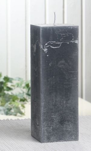 Rustik-Stumpenkerze, viereckig, 15x5x5 cm, anthrazit-schwarz von CandleCorner Rustik-Kerzen