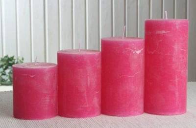 Rustik-Stumpenkerzen-Adventsset, groß, 7 cm Ø, pink von CandleCorner Rustik-Kerzen