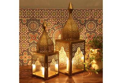 Casa Moro Kerzenlaterne Orientalisches Windlicht Modena Gold L&M 2er Set, Laterne, Kunsthandwerk, Ramadan Eid Wohn Deko von Casa Moro