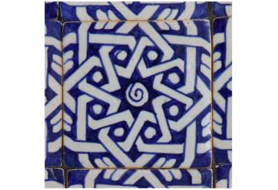 Casa Moro Ton Wandfliese Marokkanische Keramikfliese Daima, handbemalte Fliese FL7140, Blau und Weiß, Kunsthandwerk aus Marokko von Casa Moro