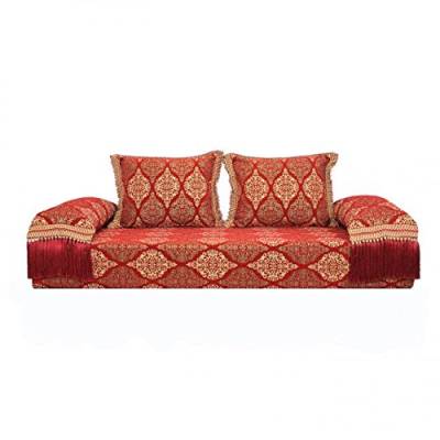 Orientalisches Sofa Salma Rot 25 marokkanische Sitzcouch 5tlg inkl. Füllung mit Rücken- & Lehnenkissen | Das Original aus Marrakesch | Arabische Sitzgruppe Sark Kösesi Sitzgarnitur | MO5010OG von Casa Moro