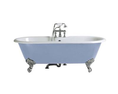 Casa Padrino Badewanne Luxus Gusseisen Badewanne Hellblau / Weiß 170 cm - Gebogene freistehende Badewanne - Barock & Jugendstil Badezimmer Möbel von Casa Padrino