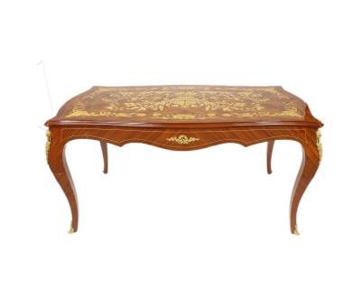 Casa Padrino Schreibtisch Luxus Barock Schreibtisch Mahagoni Intarsien / Gold 160 cm - Antik Stil Sekretär Luxus Möbel von Casa Padrino