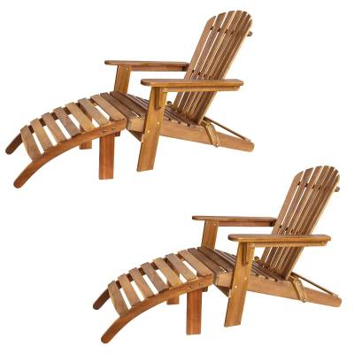 Liegestuhl Adirondack 2er-Set Akazienholz + Fußstützen von Casaria®