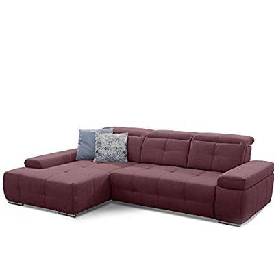 Cavadore Eckcouch Mistrel mit verstellbaren Kopfteilen, Ecksofa mit leichter Fleckentfernung dank Soft Clean, geeignet für Haushalte mit Kindern, Haustieren, 273 x 77 x 173, rot von CAVADORE