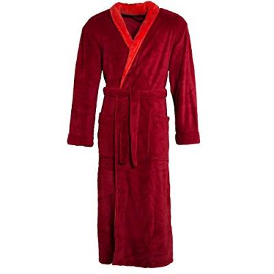 CelinaTex Nevada Bademantel Damen Herren L bordeaux korall rot Mikrofaser Saunamantel Coral Fleece Morgenmantel von CelinaTex