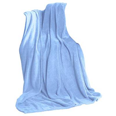 CelinaTex Flauschige XL Kuscheldecke 220 x 240 cm hell blau Decke Sofa Wohndecke weich Soft Mikrofaser Fleece Oeko-TEX TV-Decke von CelinaTex