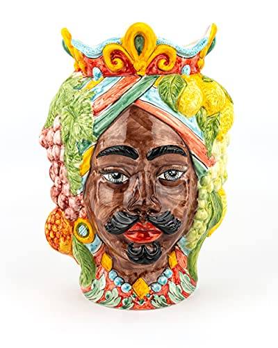CEAR Keramik - Kopf von Moro von Sizilien H 40 cm Kopf di sizilianischen Moro-Kopf von Caltagirone von Ceramiche Azzaro & Romano Caltagirone
