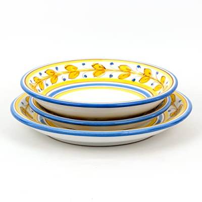 CEAR ceramiche - Sizilianische Teller, Set mit 3 Tellern aus Keramik von Caltagirone, handdekoriert von Ceramiche Azzaro & Romano Caltagirone