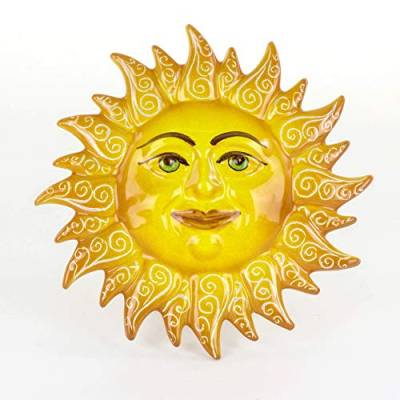 Ceramiche Azzaro & Romano Caltagirone Sizilianische Sonne zum Aufhängen Durchmesser 21 cm, handgefertigt in Italien (Sole4) von Ceramiche Azzaro & Romano Caltagirone