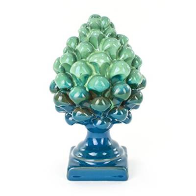 Tannenzapfen aus Keramik von Caltagirone – Blau – H 14 cm – komplett handgefertigt – 100% Made in Italy von Ceramiche Azzaro & Romano Caltagirone