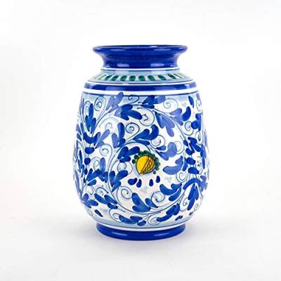 CEAR ceramiche - Handdekorierte blaue Vase aus sizilianischer Keramik von Ceramiche Azzaro & Romano Caltagirone
