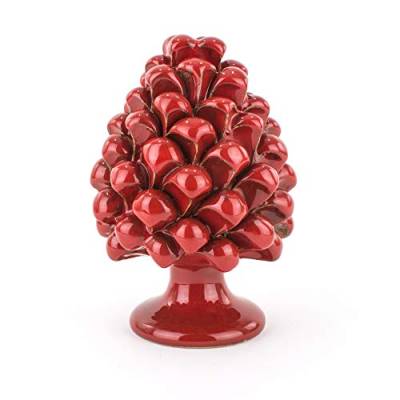 Zapfen rot Weihnachten H 15 cm Sizilianische Keramik handgefertigt von Ceramiche Azzaro & Romano Caltagirone
