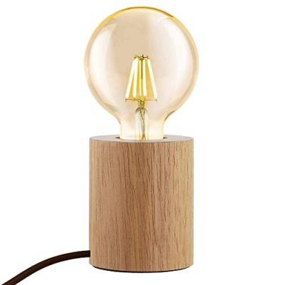 Chao Zan Holz-Tischleuchte rund,Retro Industrial Tischlampe,Modern, Nachttischlampe aus Holz,Lampe mit Schalter, E27 Verwendet in Schlafzimmer,Wohnzimmer,Studio,Café, Bar.(ohne Leuchtmittel) von Chao Zan