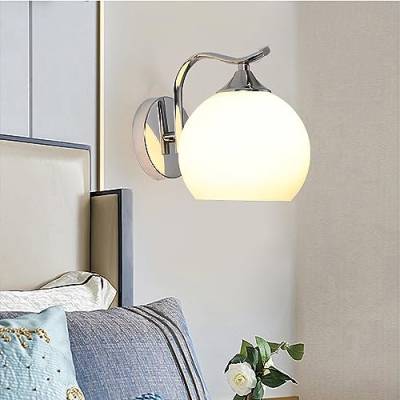 Chao Zan Rund weiß Glas Kugel Wandleuchten Innen Modern Flur Schlafzimmer Wohnzimmer Bad Wandlampe Kinderzimmer Industrie Goldfarben Metall Wandbeleuchtung Bett Treppenhaus Balkon E27 Küche Glaskugel von Chao Zan