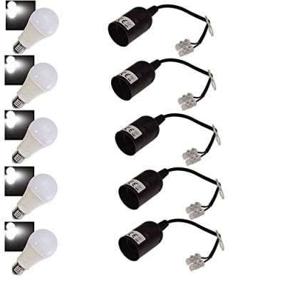 ChiliTec 5x E27-Fassung mit 15cm Kabel + 5x Passenden LED Glühlampe E27 "G90 AGL" neutralweiß von ChiliTec