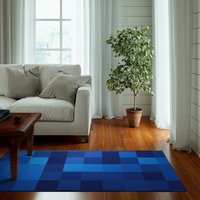 Abstrakter Blauer Teppich, Teppich Mit Pixelblöcken, Abstrakter Wohnkulturteppich, Einweihungsgeschenkteppich, Kinderzimmerteppich von ChilyPrints