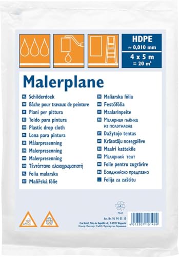 Malerplane, HDPE 10 my, transparent 4 x 12,5 m = 50 m² von Ciret