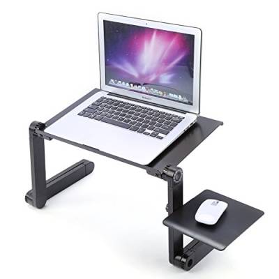 Verstellbarer Laptop-Betttisch Faltbar tragbar Laptoptisch Laptopständer Notebooktisch 360° einstellbar Schreibtisch Frühstückstablet Betttablett Laptophalterung mit Abnehmbar Mausablag von Cocoarm