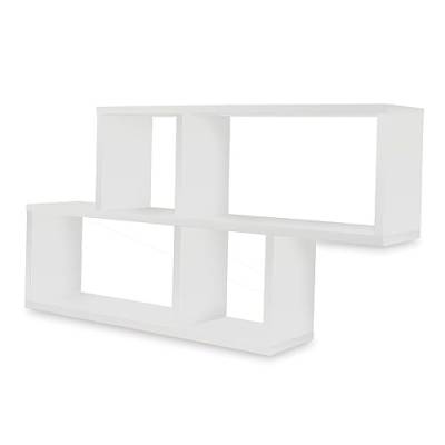 Coemo Wandregal Weiß 'Ernie' Bücherregal Holz | MDF 4 Fächer Hängeregal Schweberegal für Wohnzimmer, Schlafzimmer und Küche von Coemo