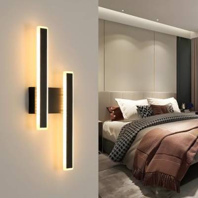 Comely 32W LED Wandleuchte, Schwarz Modern Lange Wandlampe Innen, Aluminium Wandbeleuchtung für Schlafzimmer Wohnzimmer Flur Kinderzimmer Treppenhaus, Warmweiß 3000K von Comely