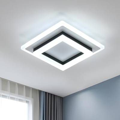 Comely LED Deckenleuchte, 24W Modern Deckenlampe LED Eckig Schwarz, Creative Geometrie Design Acryl Deckenbeleuchtung für Schlafzimmer Küche Flur, Kaltweiß Licht 6500K von Comely