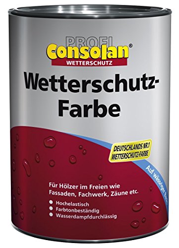 Consolan Profi Wetterschutzfarbe Holzschutz außen 2,5 Liter, Rot von Consolan