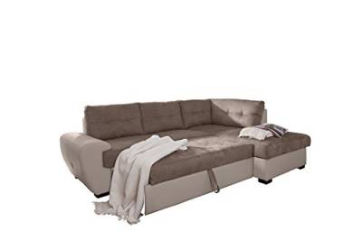 Cotta 2F-Otm/BK Rücken Echt Ecksofa, Sitz Strukturgewebe soft, 100% Korpus Kunstleder PU, 64% Polyurethan, 25% Polyester, 11% Baumwolle, 174 x 244 x 88 cm, taupe/hell beige von Mivano