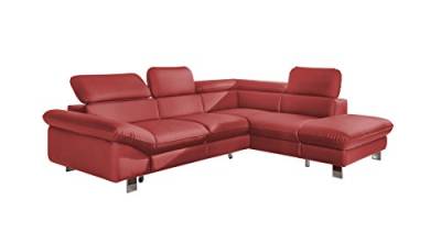 Mivano Ecksofa Driver in modernem Design / Ledersofa in L-Form mit Ottomane rechts / Inkl. verstellbare Kopfstützen / 266 x 73 x 214 / Kunstleder rot von Mivano