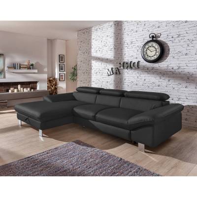 Cotta Ecksofa Waiho Schwarz Kunstleder 268x73x169 cm (BxHxT) mit Schlaffunktion/Bettkasten Modern von Cotta