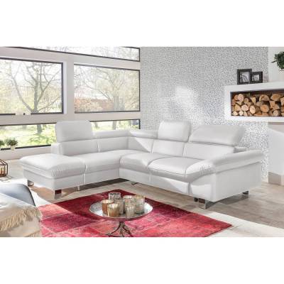 Cotta Ecksofa Waiho Weiß Kunstleder 266x73x214 cm (BxHxT) mit Schlaffunktion/Bettkasten Modern von Cotta