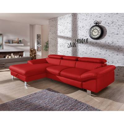 Cotta Ecksofa Waiho Zinnober Kunstleder 268x73x169 cm (BxHxT) mit Schlaffunktion/Bettkasten Modern von Cotta