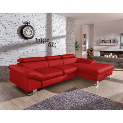 Cotta Ecksofa Waiho Zinnober Kunstleder 268x73x169 cm (BxHxT) mit Schlaffunktion/Bettkasten Modern von Cotta