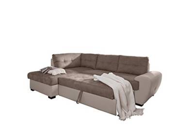 Cotta Otm/BK-2F Ecksofa, Sitz+Rücken Strukturgewebe soft, 100% Korpus Kunstleder PU, 64% Polyurethan, 25% Polyester, 11% Baumwolle, 174 x 244 x 88 cm, taupe/hell beige von Mivano