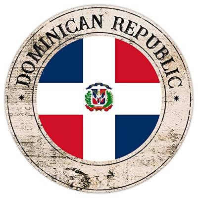 Dominikanische Republik Metallschild Wandkunst Dominikanische Republik Nationalflagge Retro Vintage Blechschild Land Souvenir Rundes Schild Qualität Metallschild für Veranda Küche Schlafzimmer 22,9 x von CowkissSign