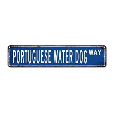 Portugiesischer Wasserhund Metall Blechschild Wandschild Geschenk für portugiesischen Wasser Hund Haustier Liebhaber Kunst Wandschild Dekor Metall Straßenschilder Wandschild Wandkunst Metall von CowkissSign