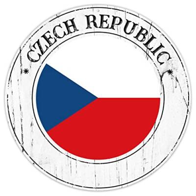 Tschechische Republik Flagge Metallschild Blechschild Tschechische Republik Land Souvenir Geschenk Retro Vintage Wandschild Nationalflagge rund Willkommensschild Qualität Metallschild für Veranda von CowkissSign