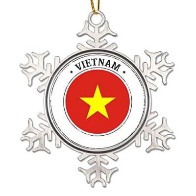 Vietnamflagge Weihnachtsschmuck für Baum Vietnam Land Souvenir Weihnachtsdekorationen für Baum Nationalflagge Metall Schneeflocke Weihnachtsschmuck Andenken von CowkissSign