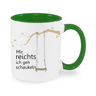 Mir reichts - ich geh schaukeln - Kaffeetasse mit Motiv, Tasse mit Druck, auch individuell mit Spruch, Foto, Wunschtext, Wunschname (Grün) von Crealuxe