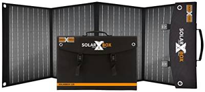 CROSS TOOLS Solarpanel faltbar 120W - Solarladegerät USB-C/USB3.0 (inkl. 5m Solarkabel, Camping, Festival, Vanlife, regenabweisend, Wandhalterung, Wirkungsgrad Solarzellen >22%) SOLARBOX 120, 68060 von Cross Tools