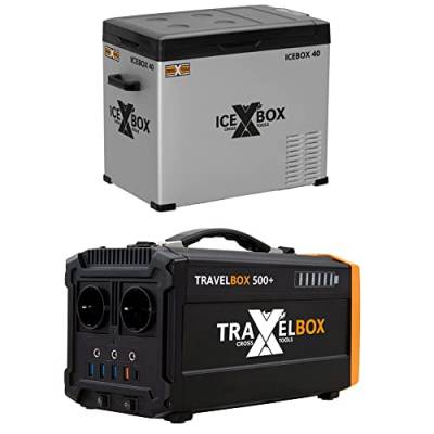 Cross TOOLS TRAVELBOX 500+, 500 W Powerstation + CROSS TOOLS ICEBOX 40, elektrische Kompressor-Kühlbox & Gefrierbox von Cross Tools