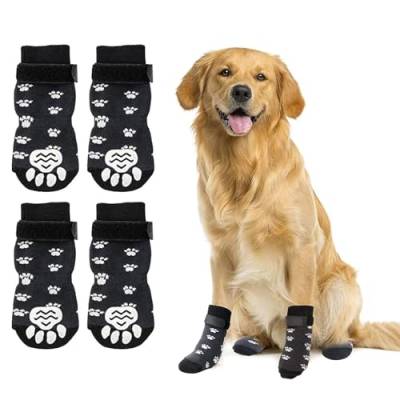 Anti-Rutsch Socken für Hunde,4pcs Hundesocken Anti Rutsch,Anti Rutsch Pfotenschutz für Hunde,Verstellbarer Pfotenschutz für Hund,Rutschfest Traktion Hundeschuhe,für Drinnen und Draußen Geeignet von Cutiolly
