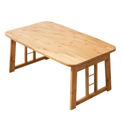 DANBOOL Klappbarer niedriger Tisch, tragbarer Schreibtischtisch mit Erkerfenster, Leichter Mini-Couchtisch aus Bambus, Keine Montage erforderlich, für kleinen Raum, Original, 80 * 50 * 36 cm von DANBOOL