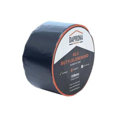 DAPRONA Butylband, Panzertape 10m x 75mm, 4 Stück Schwarz Dichtungsband Alu, Reparaturband, Dichtband Fenster Dachrinne, wasserfest, hitzebeständig von DAPRONA